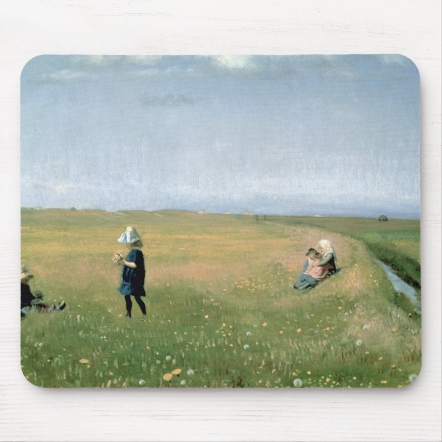 Mousepad Crianças e raparigas que escolhem flores (Frente)