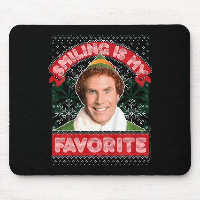 Mousepad Crianças Elf Buddy Sorri É Meu Natal Favorito (Frente)
