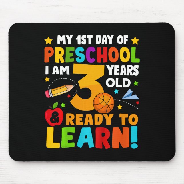 Mousepad Crianças Estou 3 prontas para aprender o primeiro  (Frente)