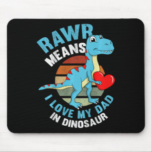 Mousepad Crianças Eu Amo Meu Pai Rawr Dinossauro Dia dos Pa