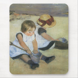 Mousepad Crianças jogando na praia por Mary Cassatt