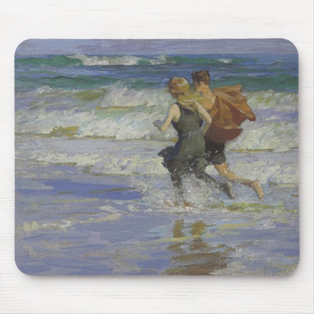Mousepad Crianças na praia (por Edward Henry Potthast) (Frente)
