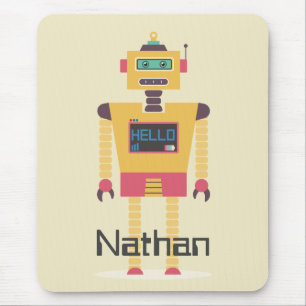Mousepad Crianças Personalizadas da Ilustração de Robô Retr