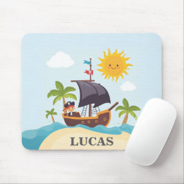 Mousepad Crianças Piratas Navio Personalizado Ahoy Matey