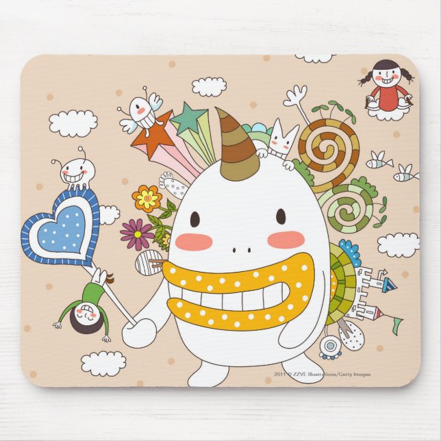 Mousepad Crianças que jogam com monstro (Frente)