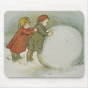 Mousepad Crianças que rolam Snowballs