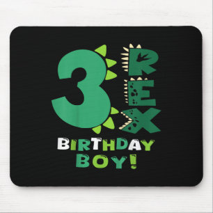 Mousepad Crianças Três Rex Birthday aniversário de 3 anos D