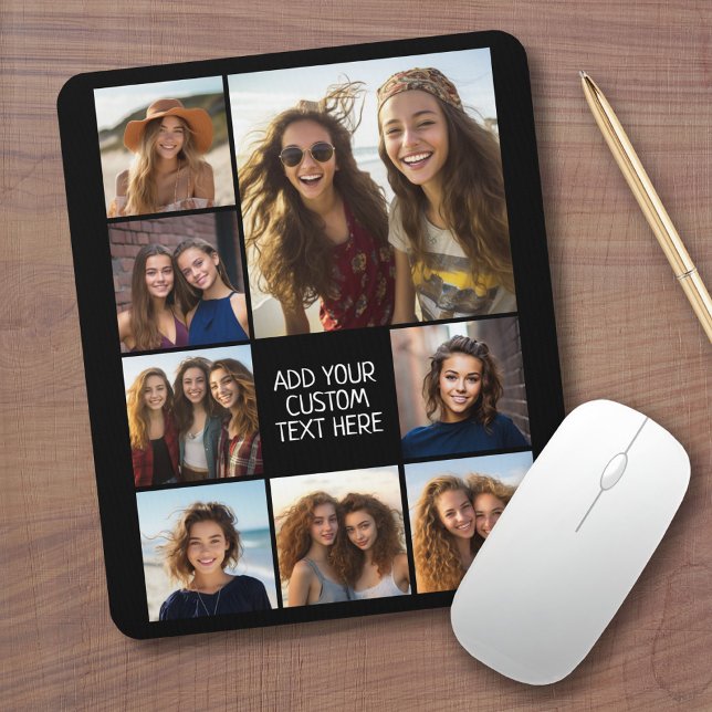 Mousepad Criar uma Colagem de Fotos Personalizada com 8 Fot (Custom Mouse Pad - Add Photos and Text)