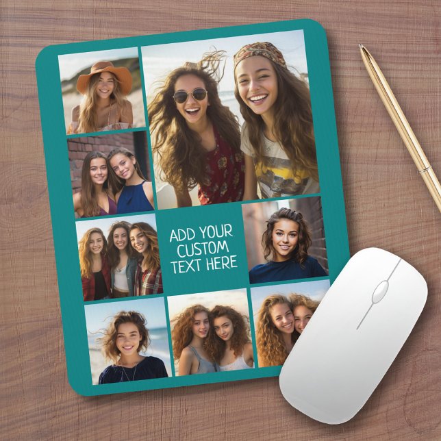 Mousepad Criar uma Colagem de Fotos Personalizada com 8 Fot (Custom Mouse Pad - Add Photos and Text)