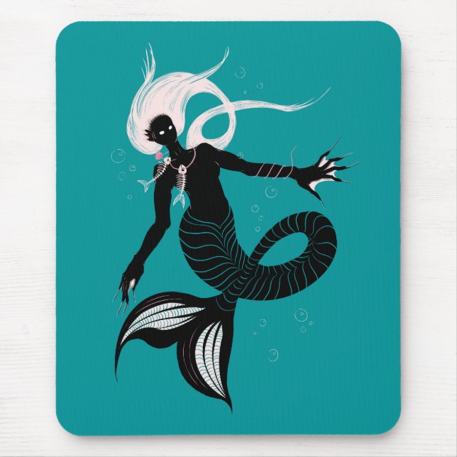 Mousepad Criatura Do Mar De Fantasia Gótica Sereia Escura (Frente)