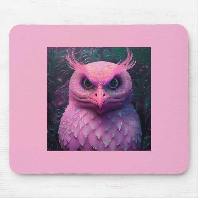 Mousepad Criatura Híbrida Rosa Murloc/Coruja (Frente)