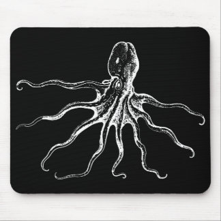 Mousepad Criatura ilustrada preto e branco do mar do polvo