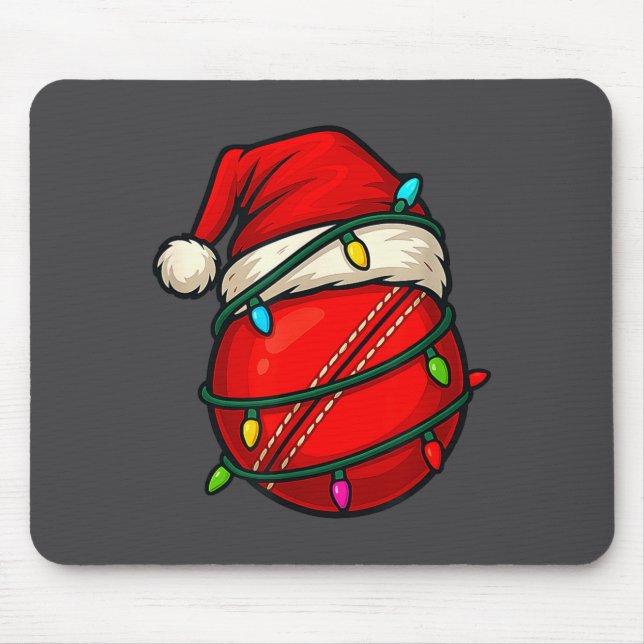 Mousepad Cricket Ball With Santa Hat Funny Christmas Xmas G (Frente)