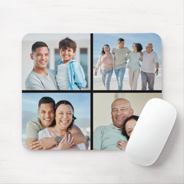 Mousepad Crie a sua própria colagem de 4 fotos (Com mouse)