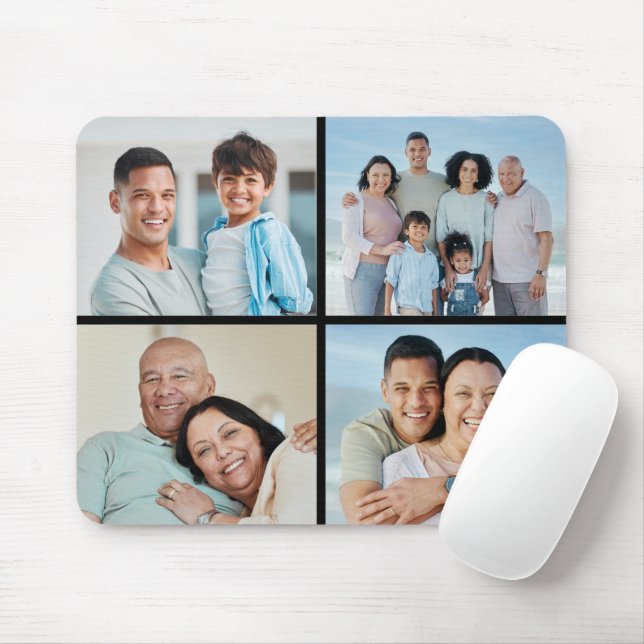 Mousepad Crie a sua própria colagem de 4 fotos (Com mouse)