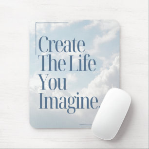 Mousepad 'Crie a Vida que Você Imagina' Azul Suave, Nuvens