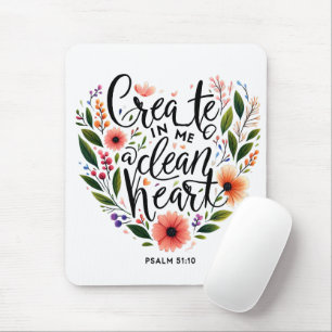 Mousepad Crie em Mim um Coração Limpo floral
