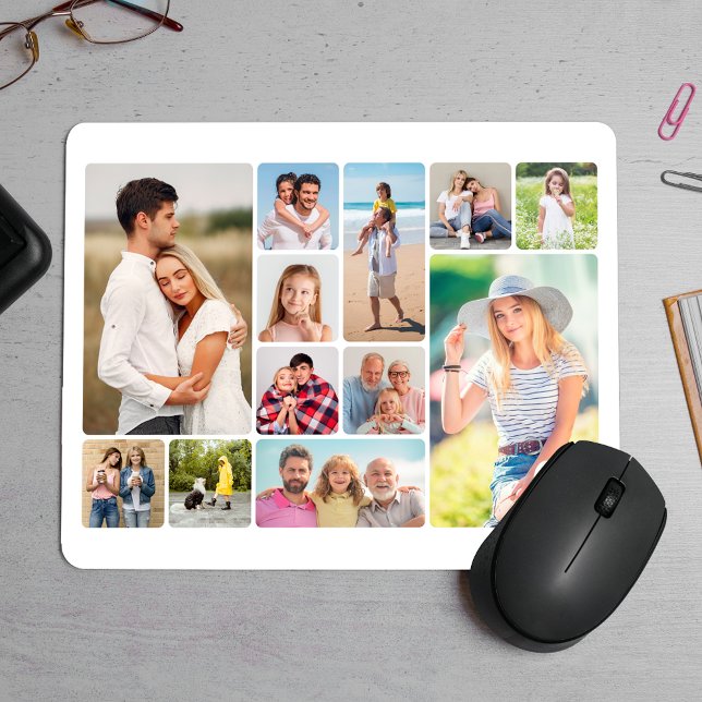 Mousepad Crie Os Seus Próprios Cantos Redondos 12 Colagem F (Round Corners 12 Photo Collage Mouse Pad)