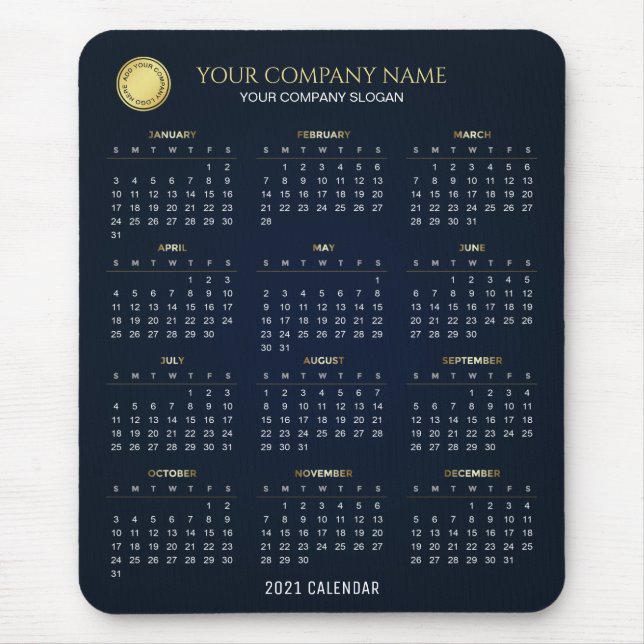 Mousepad Crie seu próprio calendário da empresa 2021 | Mous (Frente)