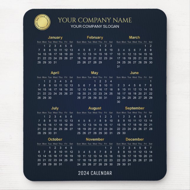 Mousepad Crie seu próprio Calendário da Empresa 2024 | Mous (Frente)