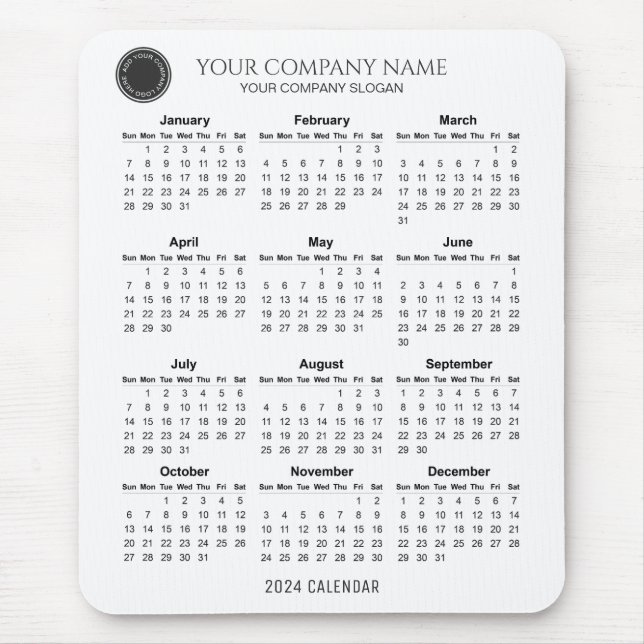 Mousepad Crie seu próprio Calendário da Empresa 2024 | Mous (Frente)