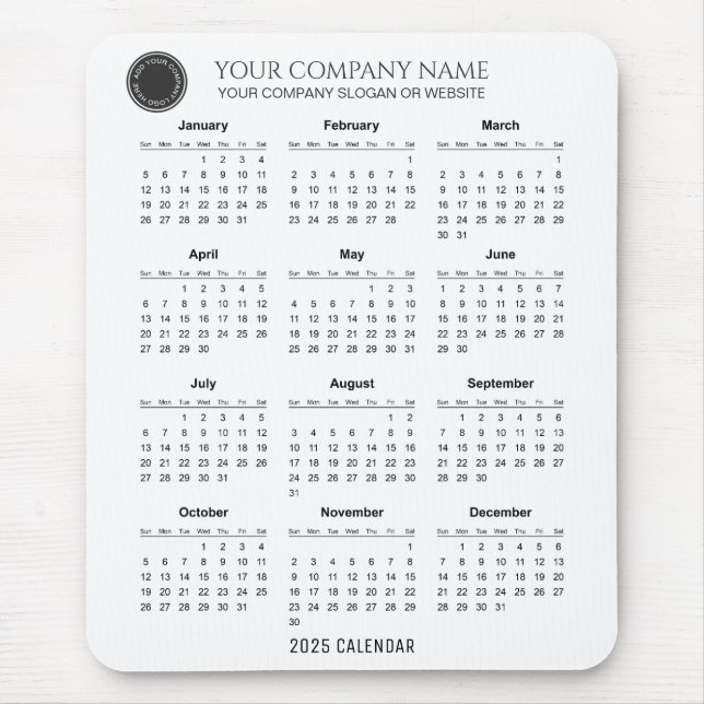 Mousepad Crie seu próprio Calendário da Empresa 2025 | Mous (Frente)