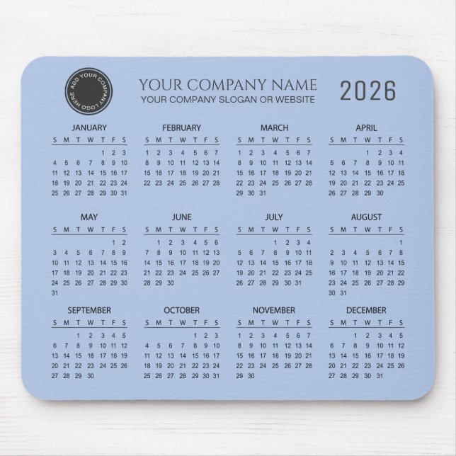 Mousepad Crie seu próprio calendário empresarial 2026 |  (Frente)
