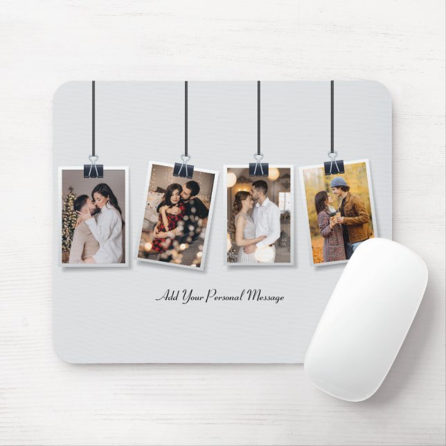 Mousepad Crie Seu Próprio Colagem de 4 Fotos (Com mouse)