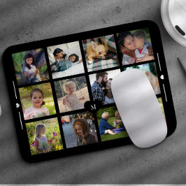 Mousepad Crie seu próprio monograma de colagem de 12 fotos