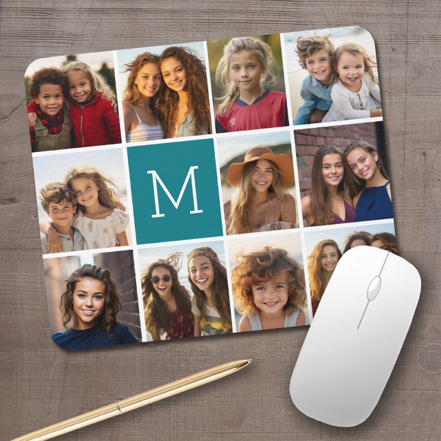 Mousepad Crie seu próprio Monograma Personalizado de Colage (Personalized Mousepad - Add Your Photos and Text)