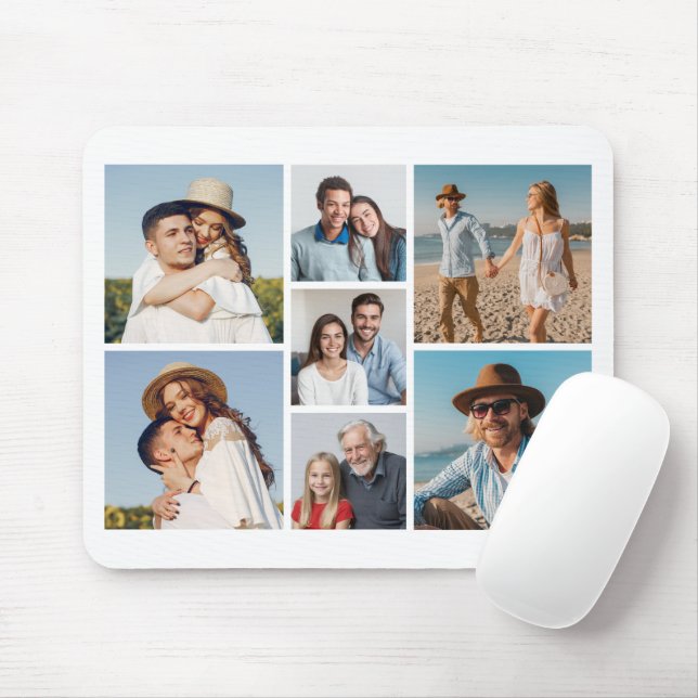 Mousepad Crie Sua Própria Colagem de 7 Fotos (Com mouse)
