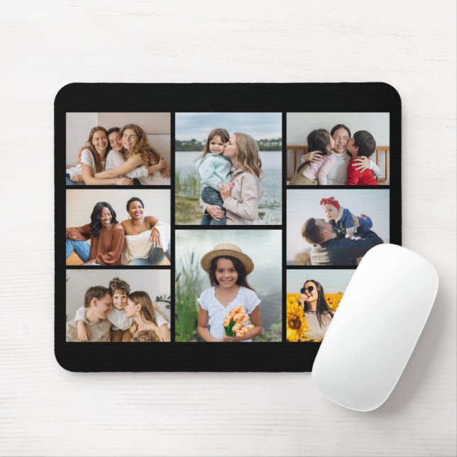 Mousepad Crie sua própria colagem de 8 fotos (Com mouse)