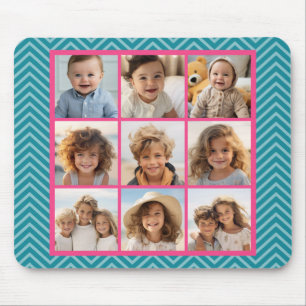 Mousepad Crie Sua Própria Colagem de 9 Fotos com Chevron Ro