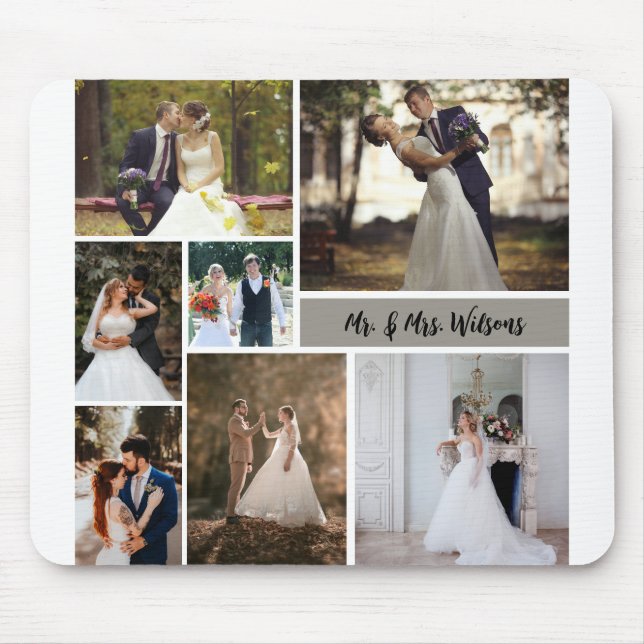 Mousepad Crie Sua Própria Colagem De Casamento De 7 Fotos (Frente)