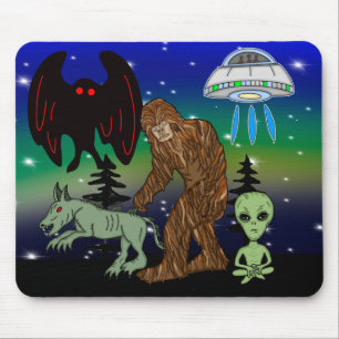 Mousepad Criptid, OVNI, Pé Grande, Chupacabra, Alienígena M