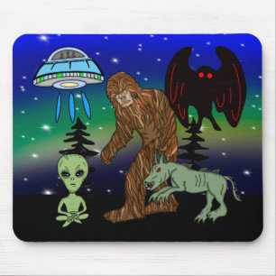 Mousepad Criptids, Pé Grande, Sasquatch, Homem-Mãe, Alieníg