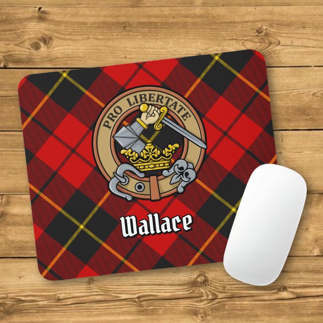 Mousepad Crista do Clã Wallace sobre Tartan (Criador carregado)