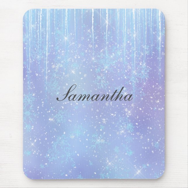 Mousepad Cristal de Floco de Neve em Icicle Personalizado A (Frente)