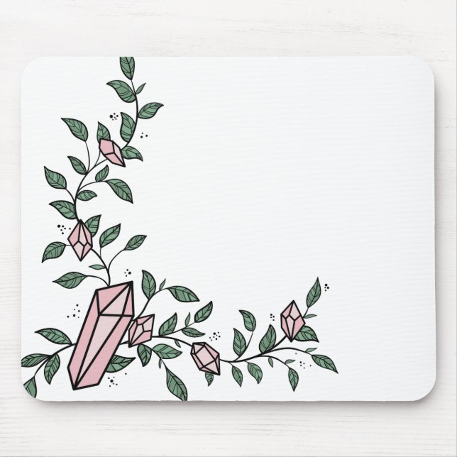 Mousepad Cristal Rosa Rosa-Rosa-Flor-Cinzento-Cinzento-Cinz (Frente)