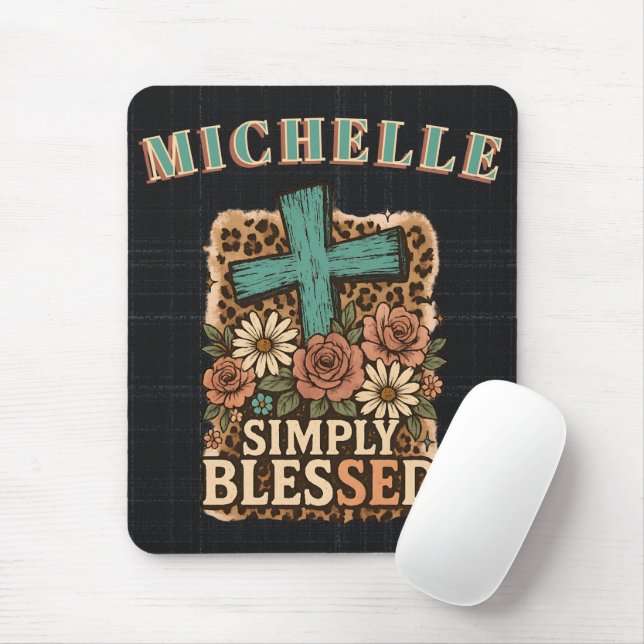 Mousepad Cristão Bonito Personalizado Simplesmente Abençoad (Com mouse)