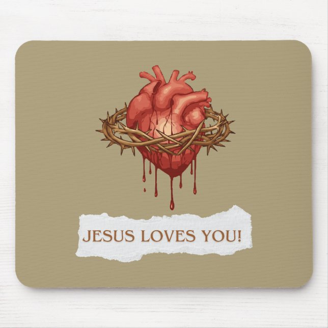 Mousepad Cristão com Frase "Jesus Loves You" (Frente)