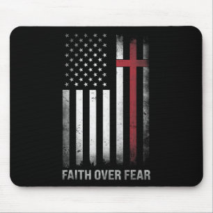 Mousepad Cristão Usa Bandeira Americana Cristo Fé Sobre F