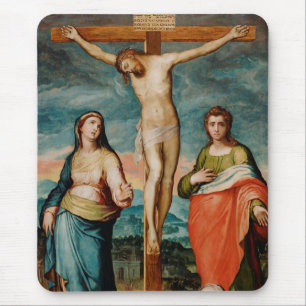 Mousepad Cristo na cruz com santos