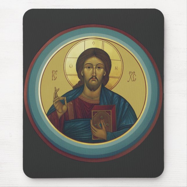 Mousepad Cristo Pantocrator Bizantino Arte de Mosaico Redon (Frente)