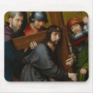 Mousepad Cristo que leva a cruz, com a crucificação