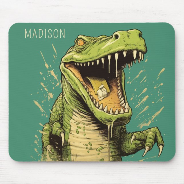 Mousepad Crocodilo de Nome Personalizado (Frente)