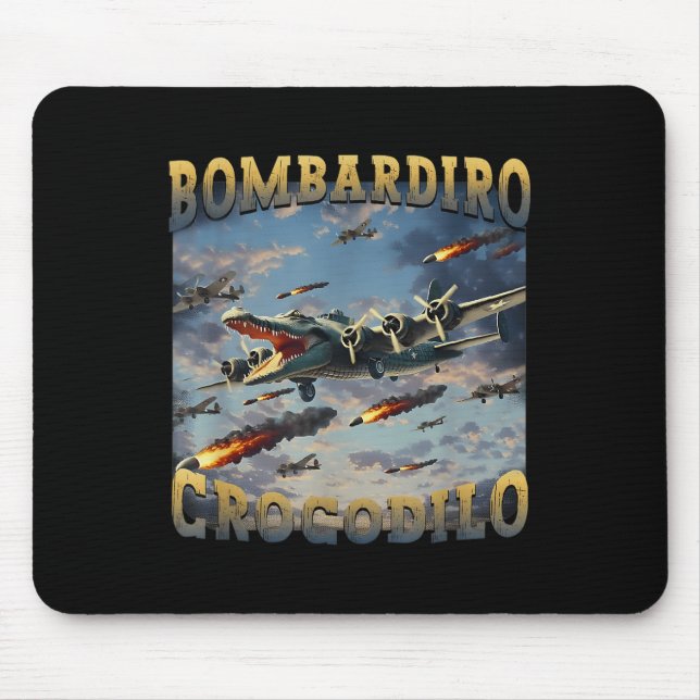 Mousepad Crocodilo Engraçado Memória Bombardiro Crocodilo F (Frente)