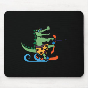 Mousepad Crocodilo Lover Skiator Alligator Réptil Water Ski
