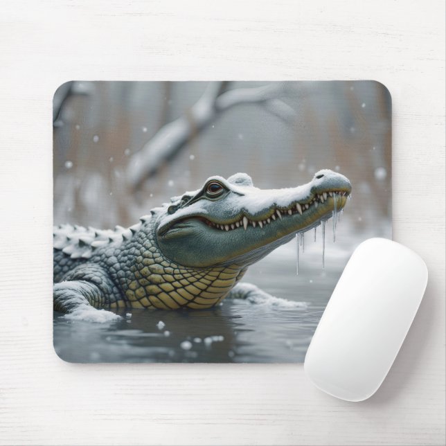 Mousepad Crocodilo Na Neve (Com mouse)