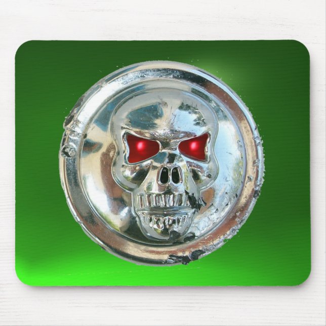 Mousepad CROME SKULL, Green Emerald (Frente)
